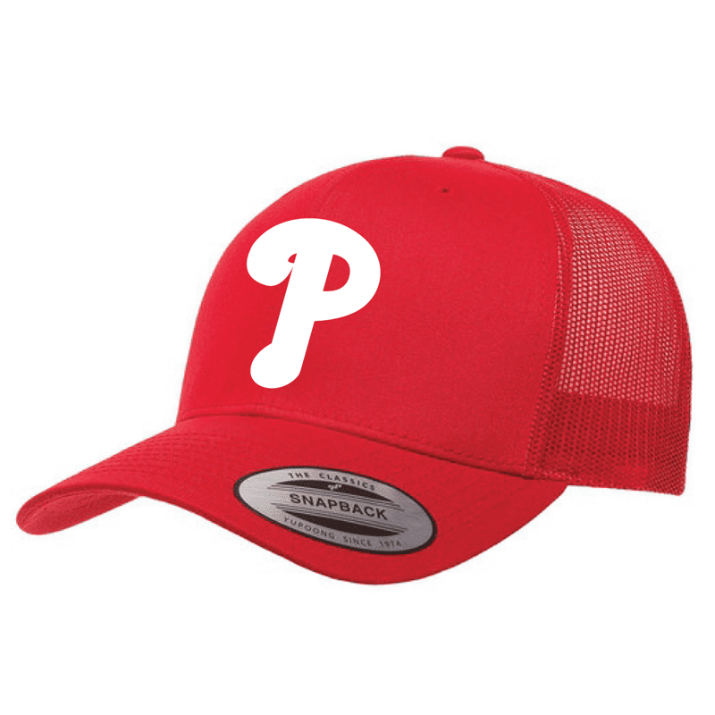 6606 Yupoong Adult Retro Trucker Cap - Red With White Logo