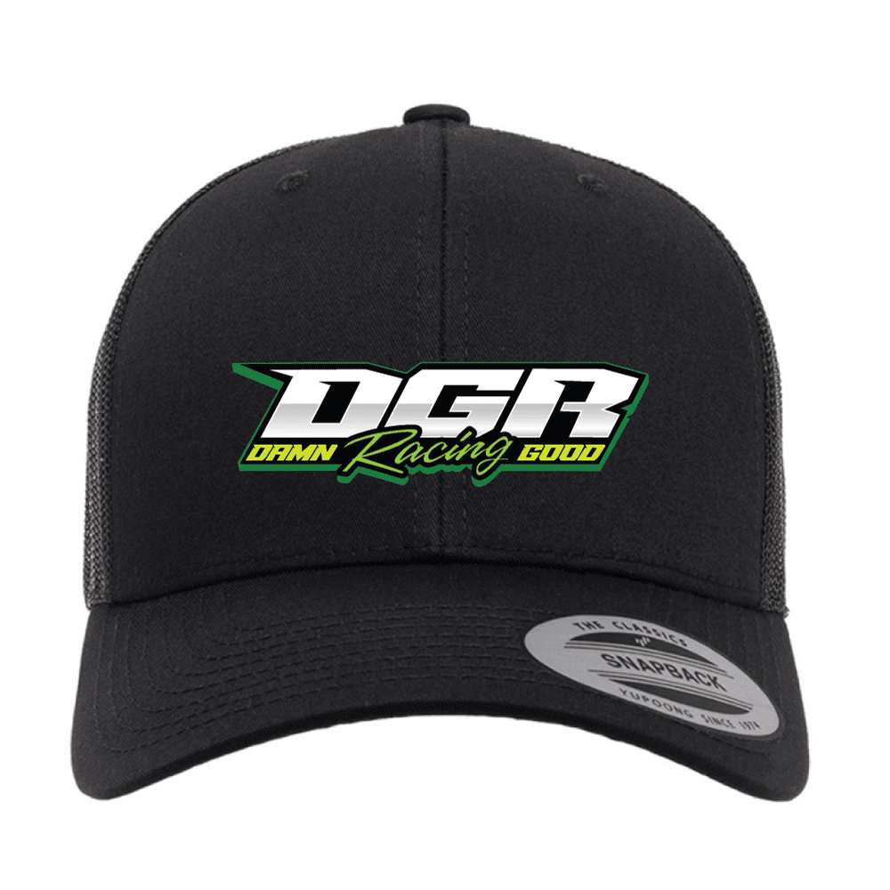 6606 Yupoong Adult Retro Trucker Cap - Black (Green Logo)
